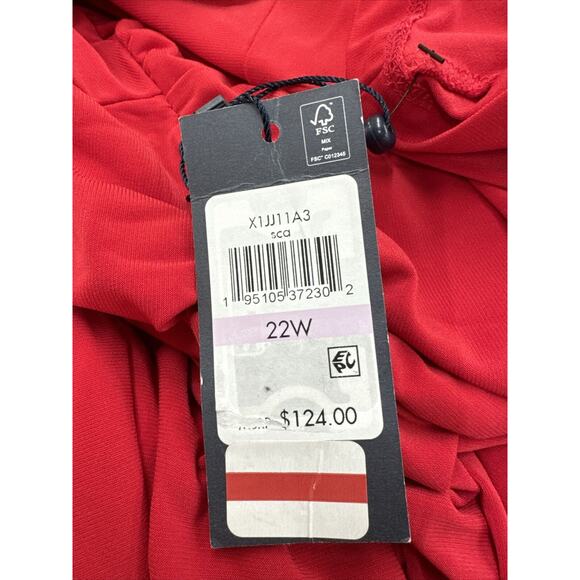 NWT Sz 22 Plus Size Tommy Hilfiger Womens Midi Formal Fit & Flare Dress. Red. - Picture 3 of 4